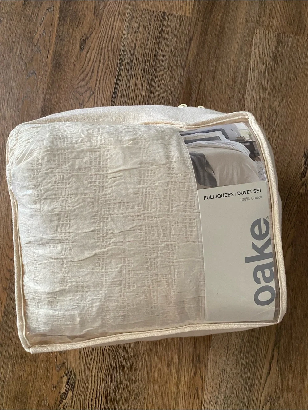 Oake Layered Horizons 3 Pc  Full / Queen Natural Cotton Duvet Set - MSRP $250